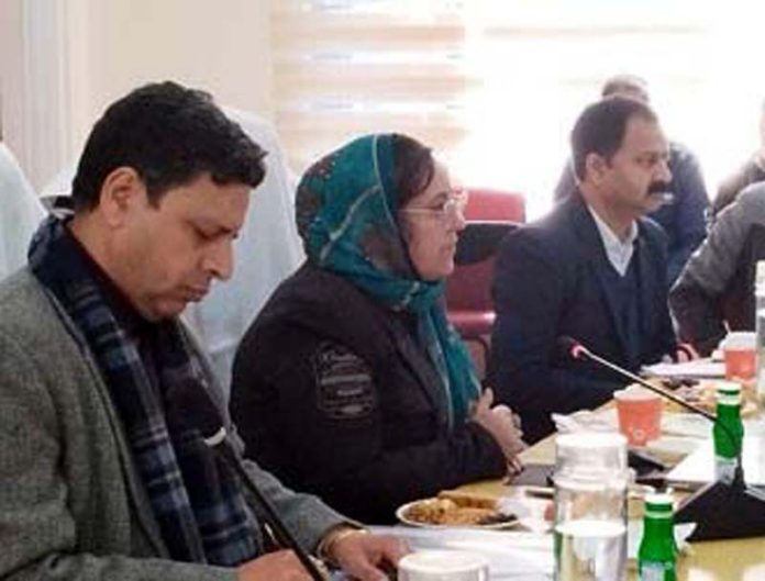 Minister Sakeena Itoo chairing a meeting on Wednesday.