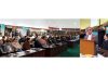 A dignitary speaking during valedictory session of orientation prog for newly elected MLAs.