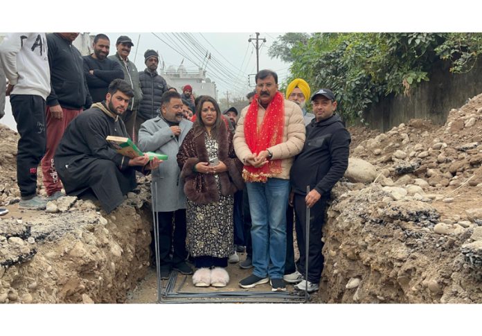 BJP MLA Jammu West, Arvind Gupta inaugurating deep drain at Ward 32 on Wednesday.