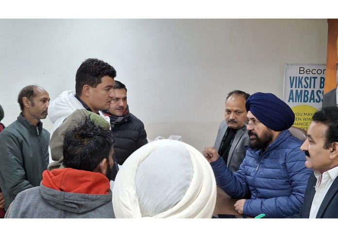 BJP MLA Jammu South Dr Narinder Singh listening public grievances at party office Trikuta Nagar on Wednesday. BJP MLA Jammu South Dr Narinder Singh listening public grievances at party office Trikuta Nagar on Wednesday.