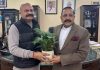 MLA Jammu East, Yudhvir Sethi during meeting with Union Minister Dr Jitendra Singh on Sunday.