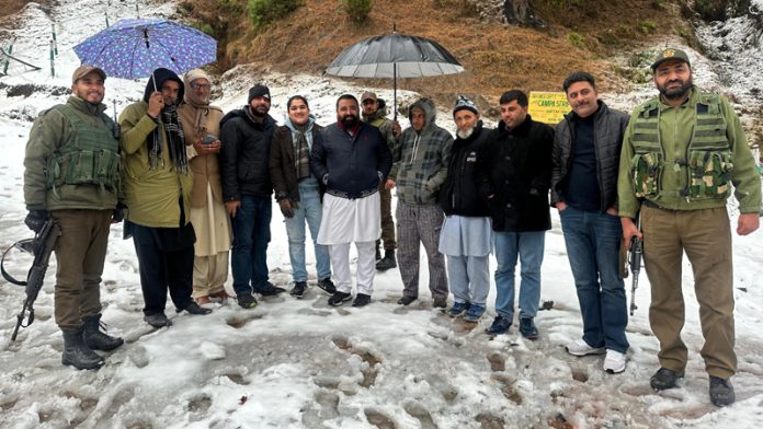 MLA Ajaz Jan during visit to snowbound area of Mandi in Poonch.