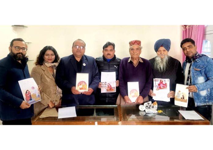 Dignitaries releasing calendar Hirkh at Udhampur on Sunday.