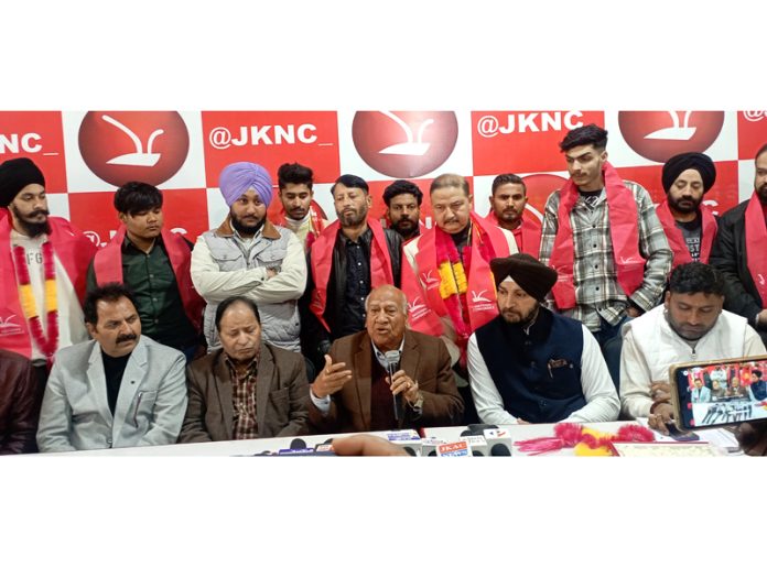 NC leader, Rattan Lal Gupta speaking at a function in Jammu on Sunday. NC leader, Rattan Lal Gupta speaking at a function in Jammu on Sunday.