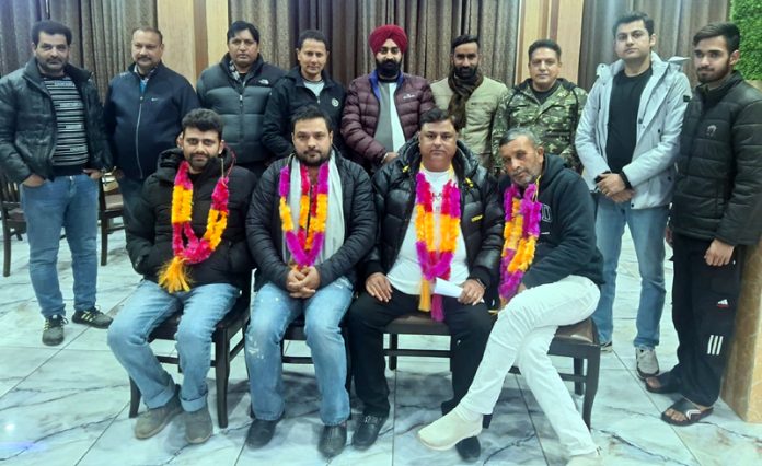 Newly elected office bearers of Stone Crusher Owners Union Rajouri posing for a group photograph. Newly elected office bearers of Stone Crusher Owners Union Rajouri posing for a group photograph.