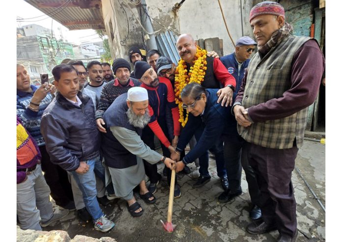 MLA Yudhvir Sethi initiating development works in Jammu on Tuesday.