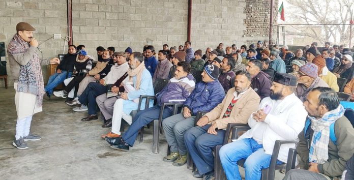 MLA Chenani, B.S. Mankotia addressing Janata Darbar on Saturday. MLA Chenani, B.S. Mankotia addressing Janata Darbar on Saturday.
