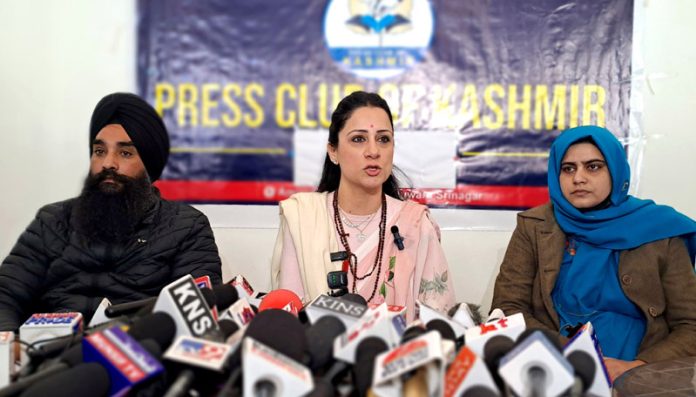 Social activist Rouble Nagi during a press conference in Srinagar. -Excelsior/Shakeel Social activist Rouble Nagi during a press conference in Srinagar. -Excelsior/Shakeel