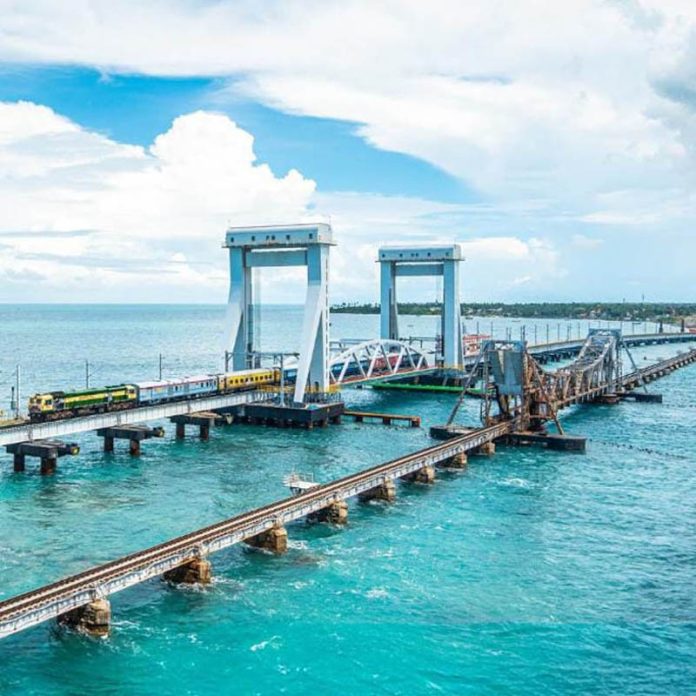 A view of Pamban Railway Bridge.
