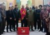 NC Kashmir provincial president Advocate Showkat Ahmad Mir posing with minority wing leaders at Sher -e- Kashmir Bhawan, Jammu.