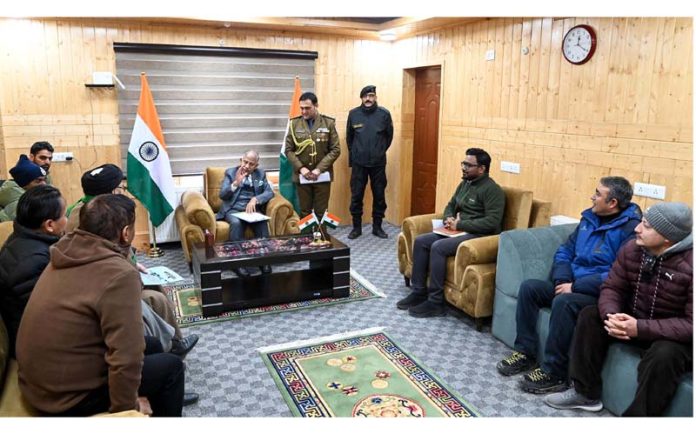 LG Brig (Dr) BD Mishra meeting with a delegation in Kargil on Thursday. LG Brig (Dr) BD Mishra meeting with a delegation in Kargil on Thursday.