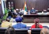 DM Jammu Sachin Kumar Vaishya chairing a meeting on Friday.