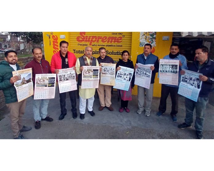 Senior members of PoJK VSS releasing annual calender during a function in Jammu. Senior members of PoJK VSS releasing annual calender during a function in Jammu.
