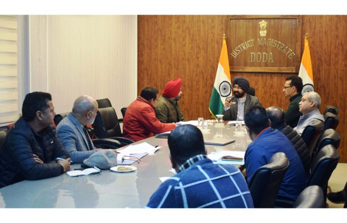DC Doda Harinder Singh presiding over a review meeting on Thursday.