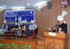 Minister Javed Ahmed Rana addressing during a function organised in Jammu on Monday.