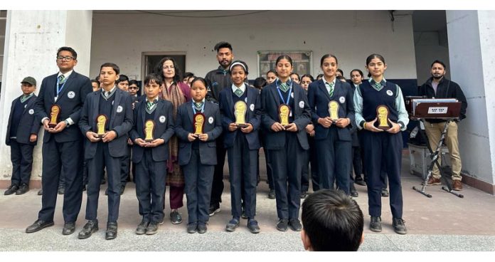 Students of Mount Litera Zee School Kathua posing with trophies. Students of Mount Litera Zee School Kathua posing with trophies.