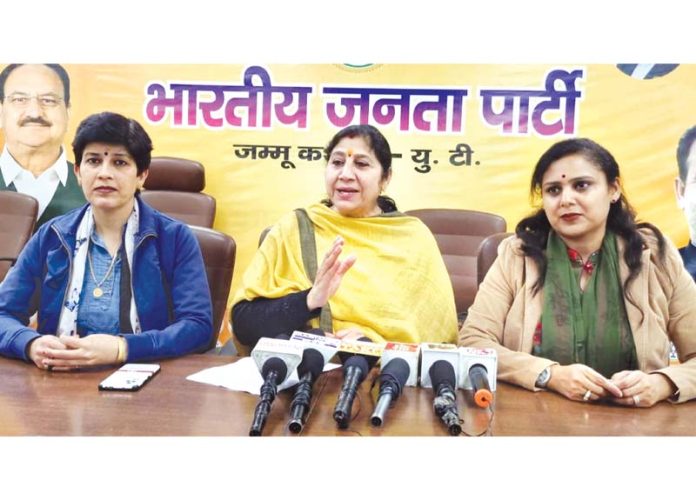 Purnima Sharma talking to media persons at BJP office on Thursday. Purnima Sharma talking to media persons at BJP office on Thursday.