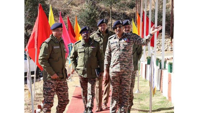 ADG CRPF, Rajesh Kumar, reviewing operational readiness of the force in Doda district on Monday.
