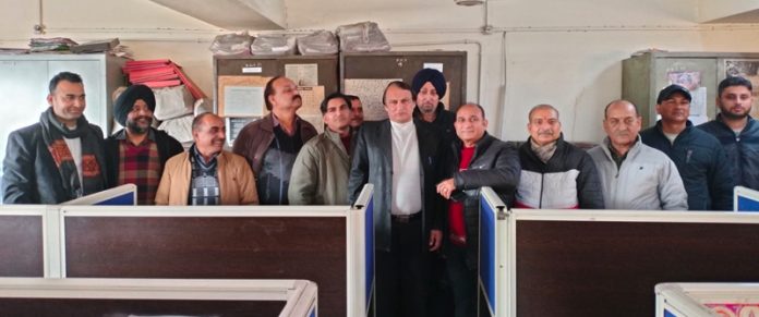 Leaders of All Department Clerical Staff Association during a meeting in Jammu.