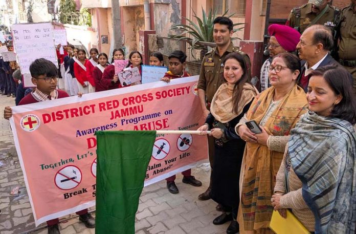 ADM Ansuya Jamwal flagging off awareness rally in Jammu. ADM Ansuya Jamwal flagging off awareness rally in Jammu.