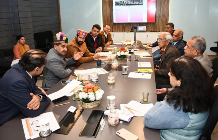 Prof P K Khosla, Chancellor of SU chairing a meeting on Wednesday.