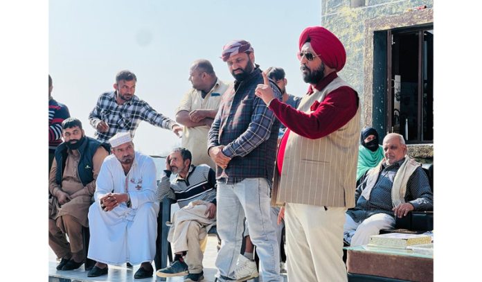 Cong leader TS Tony addressing public meeting in Jammu.