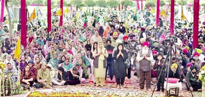 Gurmat Samagam being held at Dera Sant Pura Danna at Domana in Jammu on Sunday.
