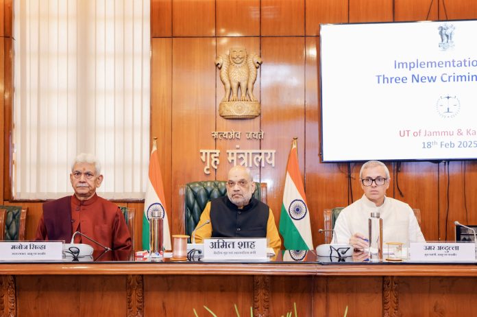 amit ji Union Home Minister Amit Shah reviewing implementation of criminal laws in J&K, in a meeting at New Delhi on Tuesday.