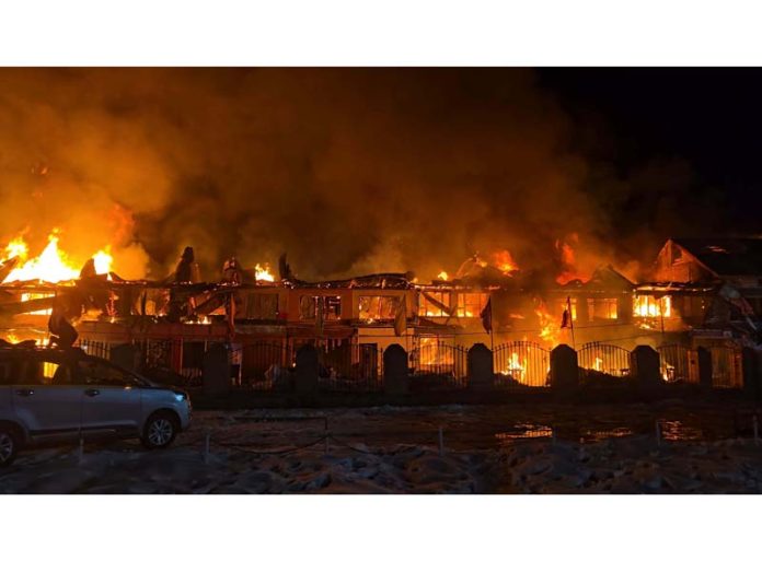 A fire broke out in Sonamarg market in Central Kashmir’s Ganderbal district. -Excelsior/Firdous