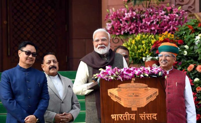 Prime Minister Narendra Modi addresses newsmen on arrival at Parliament House on the first day of the budget session in New Delhi on Friday. (UNI) Prime Minister Narendra Modi addresses newsmen on arrival at Parliament House on the first day of the budget session in New Delhi on Friday. (UNI)