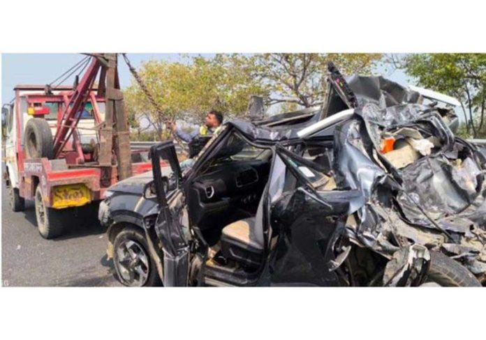 The ill-fated Hyundai Venue car that met with an accident near Yamuna Expressway interchange. The ill-fated Hyundai Venue car that met with an accident near Yamuna Expressway interchange.