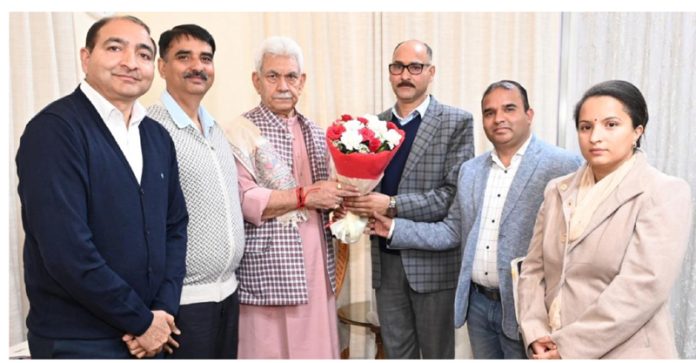 Delegation of Lecturers' Association meeting LG Manoj Sinha.
