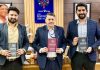 Sanjay Gupta, Chairman, J&K Grameen Bank launching diary of Jammu-Jhelum Infra services in Jammu on Friday.