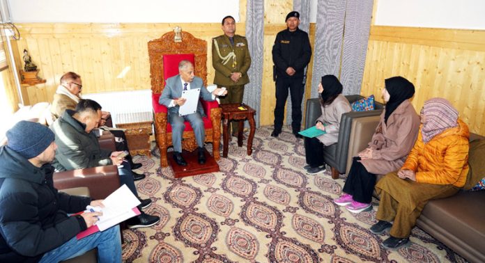 A delegation of Table Tennis players from Kargil meeting with the Lieutenant Governor of Ladakh on Thursday.