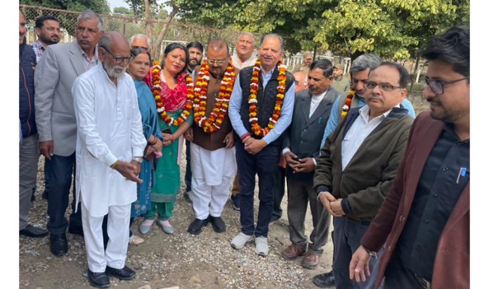 MLA Vijaypur, Chander Parkash Ganga along with others after inaugurating a newly built Panchayat Ghar. MLA Vijaypur, Chander Parkash Ganga along with others after inaugurating a newly built Panchayat Ghar.
