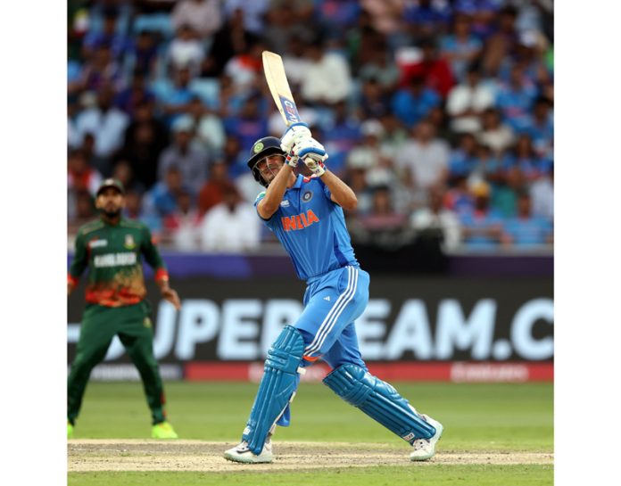 Shubman Gill hitting a boundary during his inning of unbeaten 101 runs against Bangladesh at Dubai. Shubman Gill hitting a boundary during his inning of unbeaten 101 runs against Bangladesh at Dubai.
