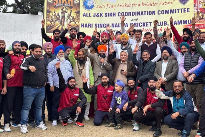Dignitaries posing along with players during post match session at Jammu.