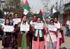 NAUP activists staging a protest in Jammu on Friday.