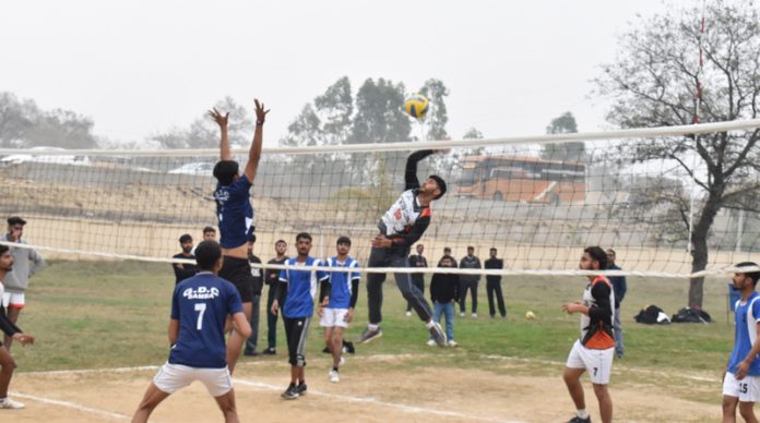 Volleyball players in action during a final match at Samba.