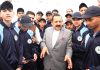 Union Minister Dr. Jitendra Singh interacting with a group of school students from Bhaderwah over lunch at New Delhi on Friday.