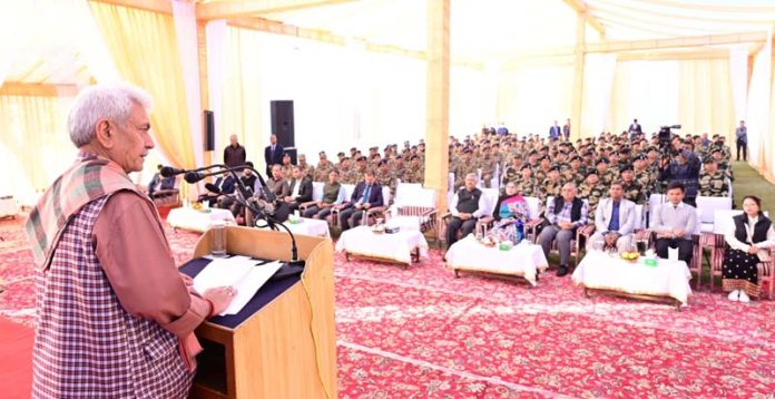 LG addressing a gathering at Raj Bhawan on Sunday.