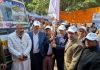 Agriculture Minister Javed Dar flagging off Watershed Yatra in Kathua.
