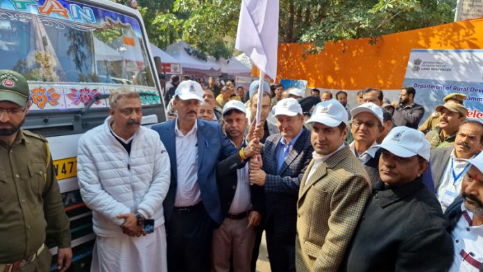 Agriculture Minister Javed Dar flagging off Watershed Yatra in Kathua.