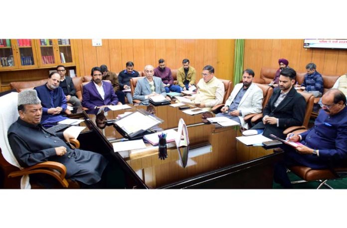 Speaker J&K Legislative Assembly Abdul Rahim Rather chairing a meeting.