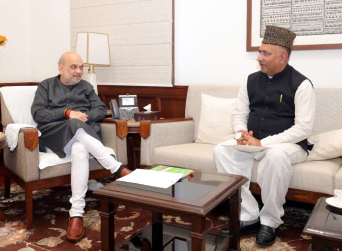 J&K MP Gulam Ali Khatana in a meeting with Union Home Minister Amit Shah in New Delhi. J&K MP Gulam Ali Khatana in a meeting with Union Home Minister Amit Shah in New Delhi.