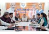 Sat Sharma and Dr Nirmal Singh chairing BJP meeting for finalising ‘Atal Virasat Sammelan’ programmes.