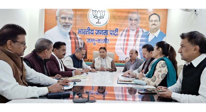 Sat Sharma and Dr Nirmal Singh chairing BJP meeting for finalising ‘Atal Virasat Sammelan’ programmes. Sat Sharma and Dr Nirmal Singh chairing BJP meeting for finalising ‘Atal Virasat Sammelan’ programmes.