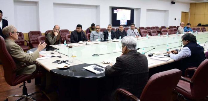 CM Omar Abdullah chairing a meeting at Jammu on Friday.