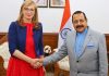 European Union delegation Head, Ekaterina Zaharieva calling on Union Minister Dr Jitendra Singh at New Delhi on Thursday.