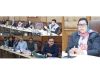 Minister Sakeena Itoo chairing a meeting at Jammu on Wednesday.